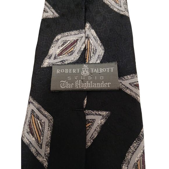 ROBERT TALBOTT Studio Men's TIE NAVY BLUE Silver GEO 3.25 X 57.5 Highlander Luxe - Picture 4 of 8